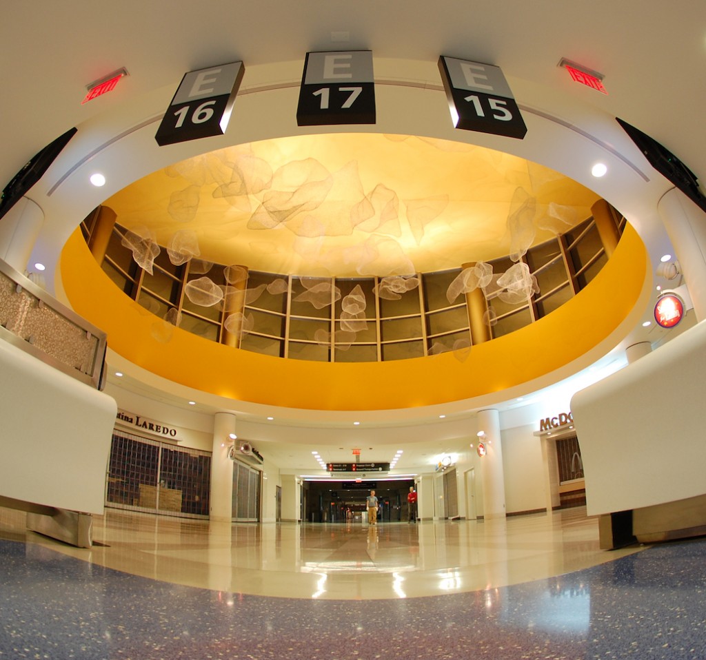 Night view of Cloudsphere in the Hammerhead Rotunda